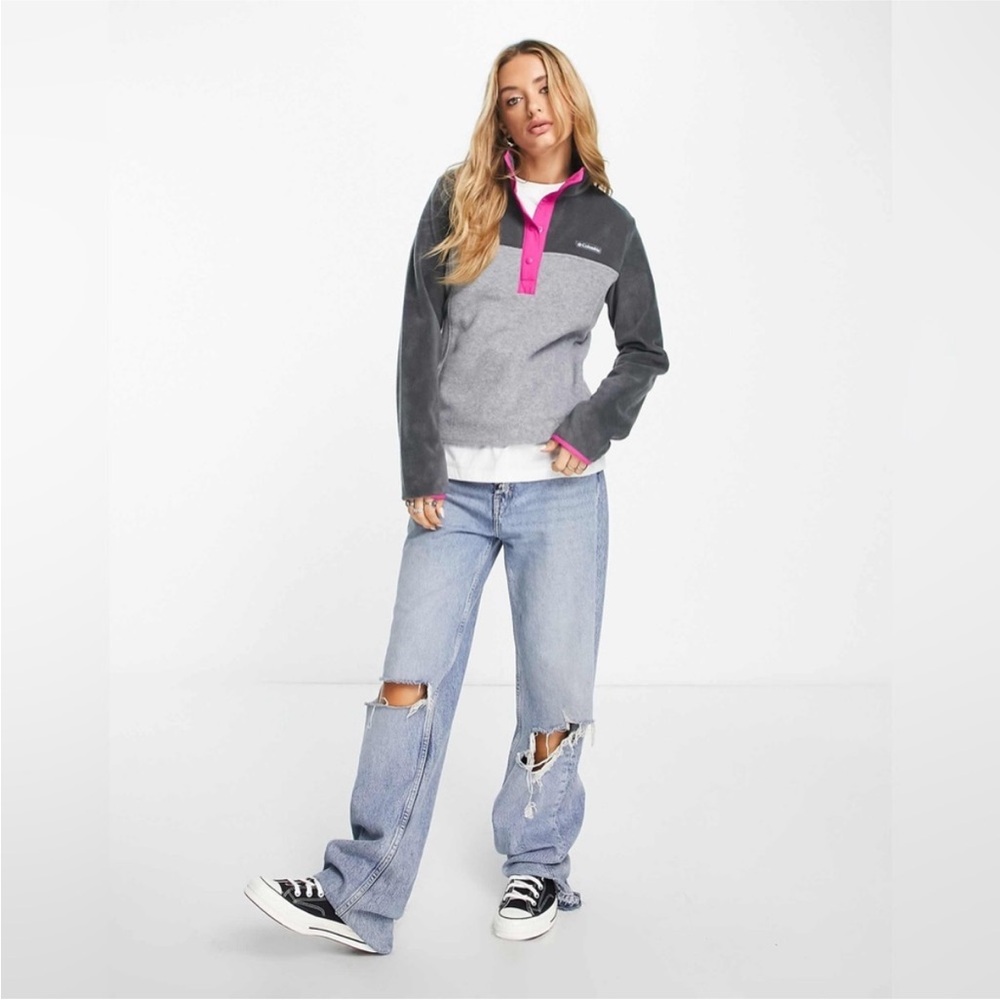 Columbia Charcoal Gray & Magenta Half-Snap Fleece Pullover (L) - Picture 4 of 9